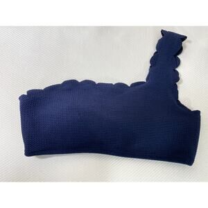 Molybell Womens Bikini Swimsuit Size MEDIUM Top One Shoulder Navy Blue Scallop